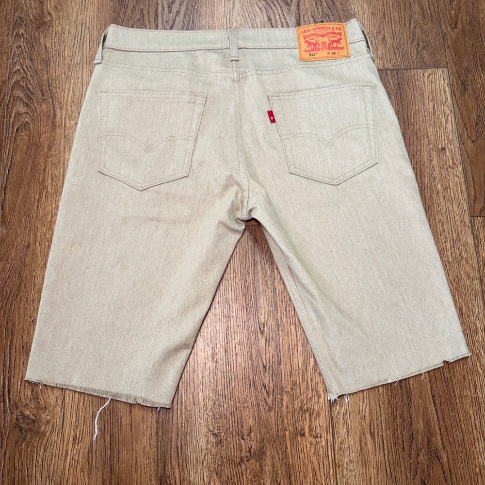 Levi's 511 Slim Cut Off Denim Shorts Khaki Mens 32 Cutoff Raw Hem Skater Punk